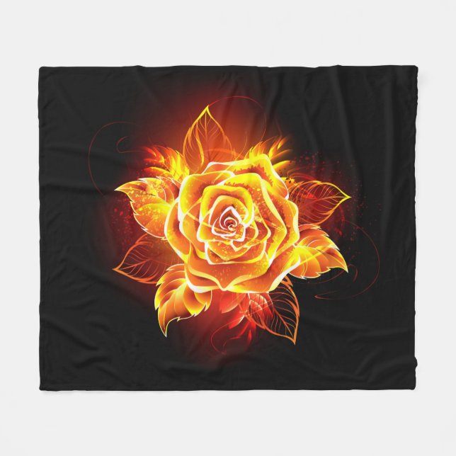 Blommande eldröda rosor fleecefilt (Framsidan (Horisontell))