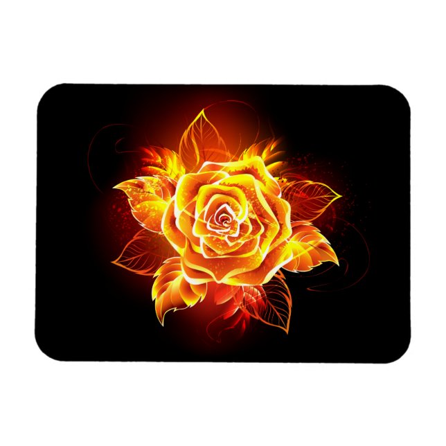 Blommande eldröda rosor magnet (Horisontell)