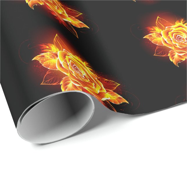 Blommande eldröda rosor presentpapper (Rullad Hörn)