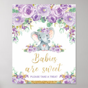 Blommande Elefant Baby Shower Bebisar är Söta Gods Poster