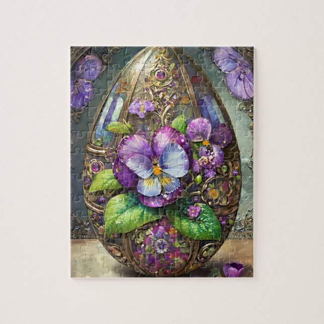 Blommande fågelstålviol vilda blommor påskägg pussel (Vertikal)