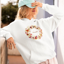 Blommande Färgrik Pressad Blomster Cirkel Konsthan T Shirt
