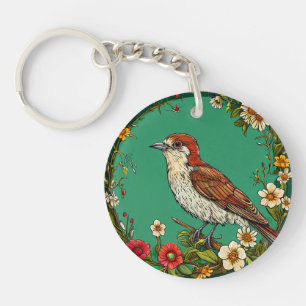 🐦 Blommande Gärdsmyg Trädgård Fågel Charm Gåva 🐦