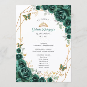 Blommande Grön Guld Quinceanera Händelseförlopp Program
