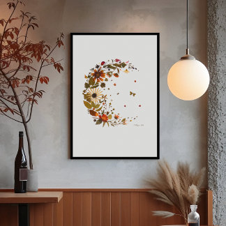 Blommande halvmåne l Pressad blomsterkonst Poster