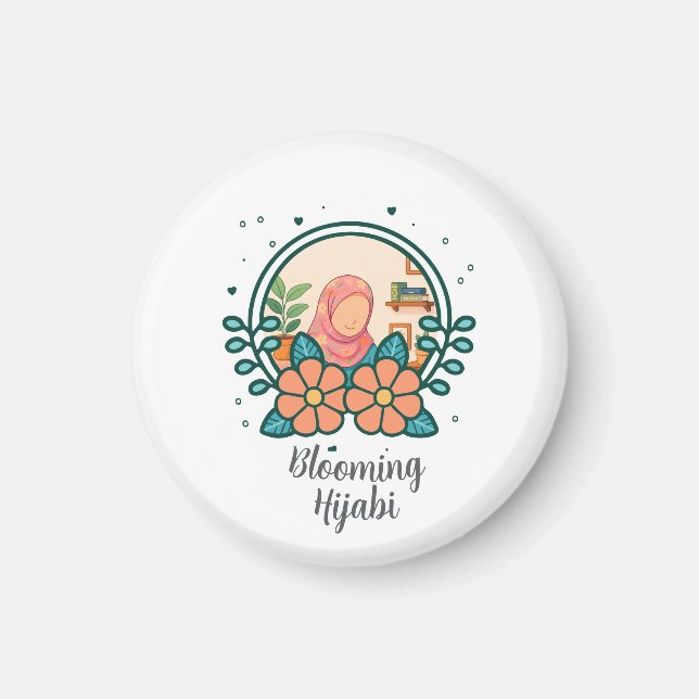 Blommande Hijabi-magnet Magnet (Framsidan)