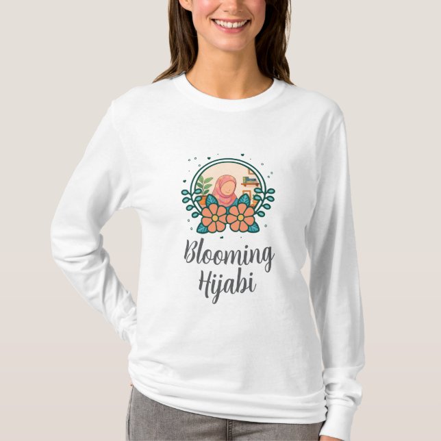 Blommande Hijabi T-shirt (långa ärmar) (Framsida)