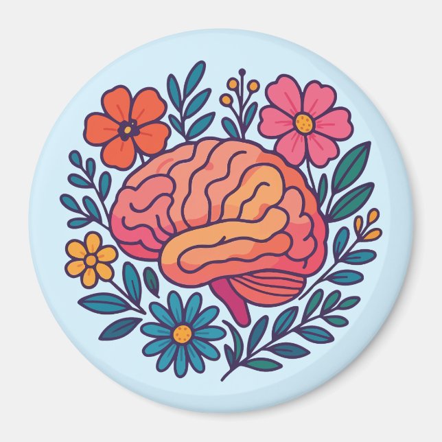 Blommande hjärna Mental välbefinnande Magnet (Framsidan)