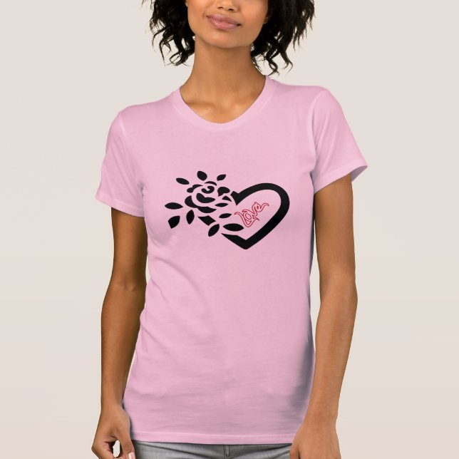 "Blommande Hjärtaträja: Blommig Elegans för Kvinno T Shirt (Framsida)