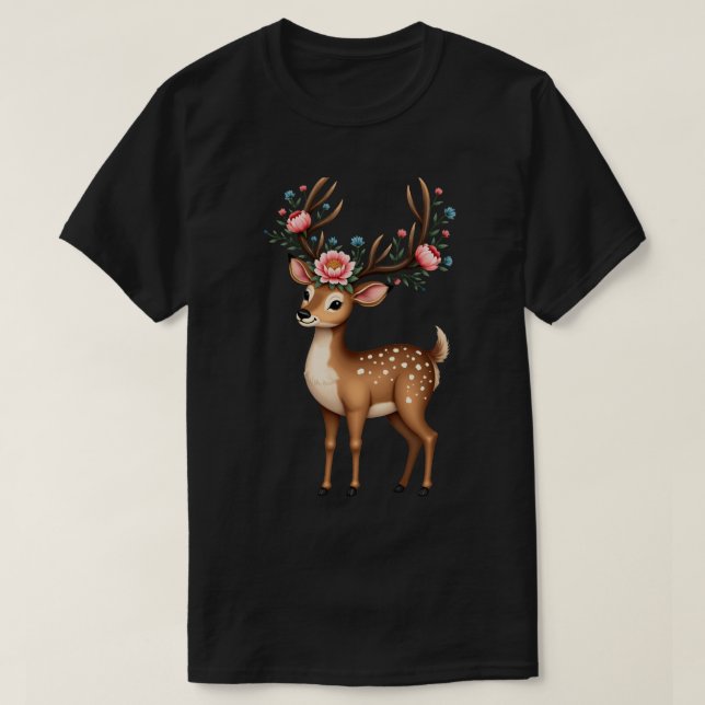 Blommande hjort t shirt (Design framsida)