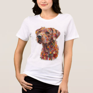 Blommande hund T-shirt | Elegant blommig valpd des