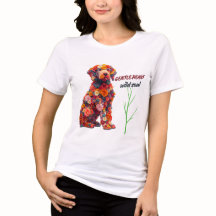 Blommande hund T-shirt | Söt blomma valp design 