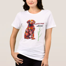 Blommande hund T-shirt | Söt blomma valp design 