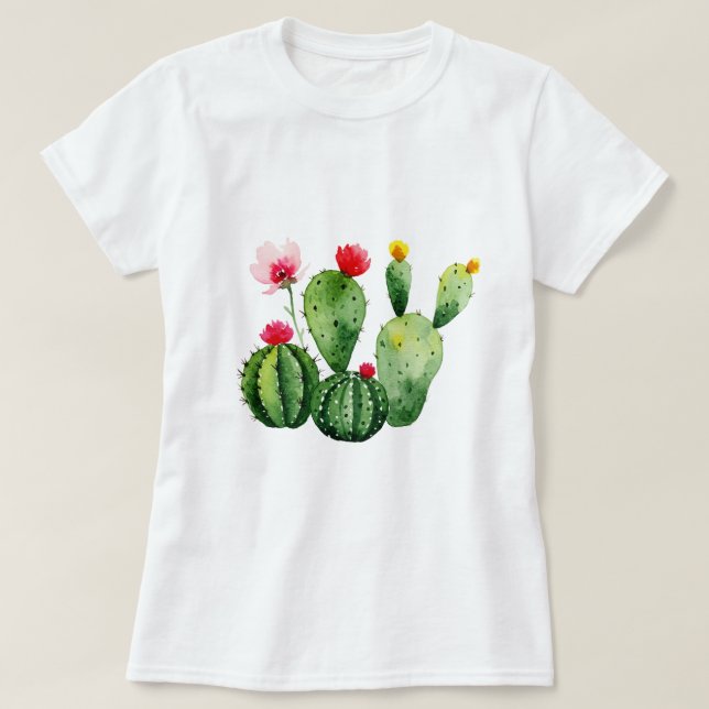Blommande kaktusar t shirt (Design framsida)