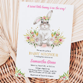 Blommande kanin baby shower inbjudningar