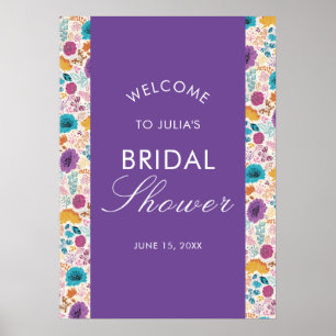 Blommande kärlek Blommig romantisk rosa bröllopsdu Poster