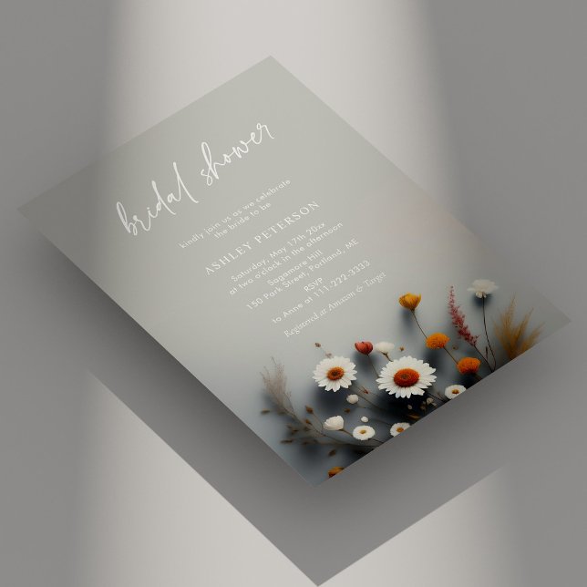 Blommande kärlek: Unik bröllopsfest för vildblommo Inbjudningar (Blooming Love: Unique Wildflower Bridal Shower Invitation Personalized)