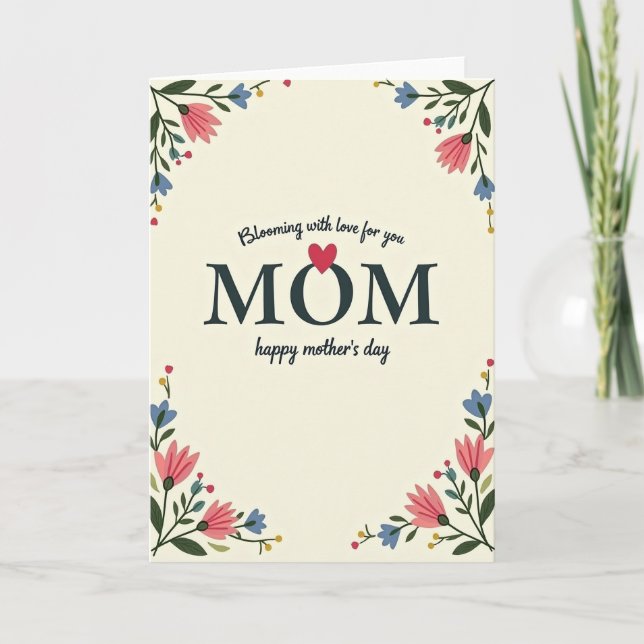 Blommande kärleksmamma-kort kort (Framsida)