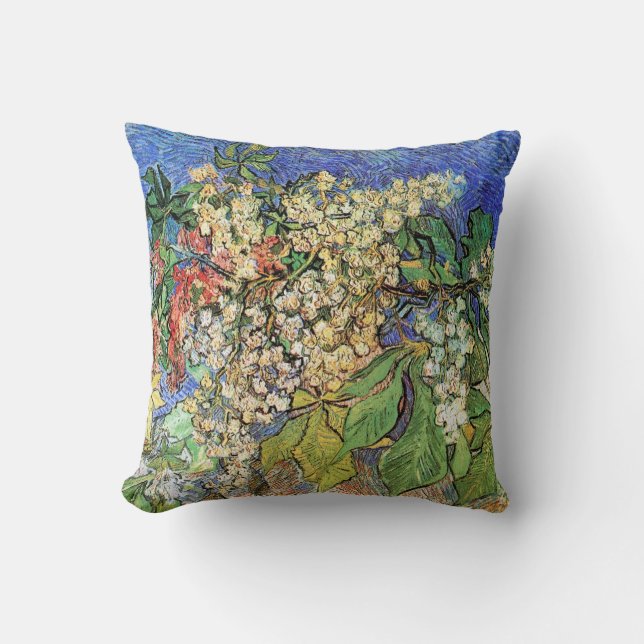 Blommande kastanjegrenar av Vincent van Gogh Kudde (Framsida)
