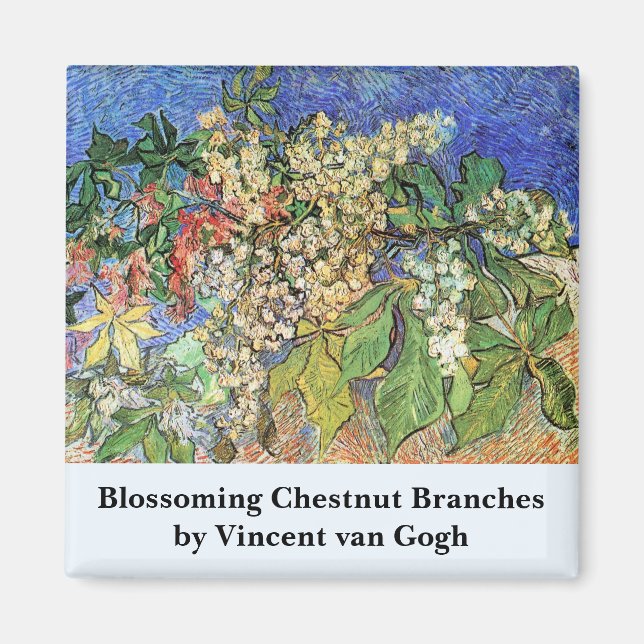 Blommande kastanjegrenar av Vincent van Gogh Magnet (Framsidan)