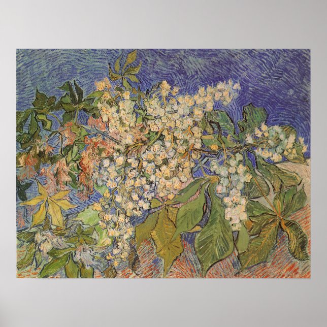 Blommande kastanjegrenar av Vincent van Gogh Poster (Framsidan)