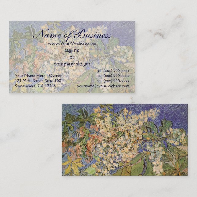 Blommande kastanjegrenar av Vincent van Gogh Visitkort (Fram/baksida)