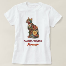 Blommande katt T-shirt | Söt blomma katt design