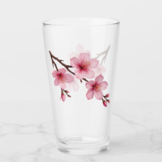 Blommande Körsbärsblom Rosa Glaskopp (Framsida)