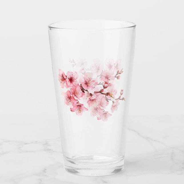 Blommande Körsbärsblom Rosa Glaskopp (Framsida)