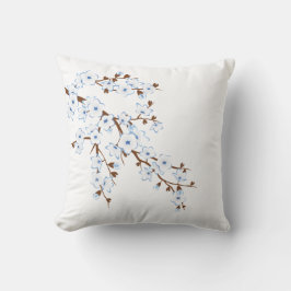 Blommande körsbärsblommor blå vita kudde