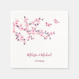 Blommande körsbärsblommor Era Namn Bröllop Pappersservett