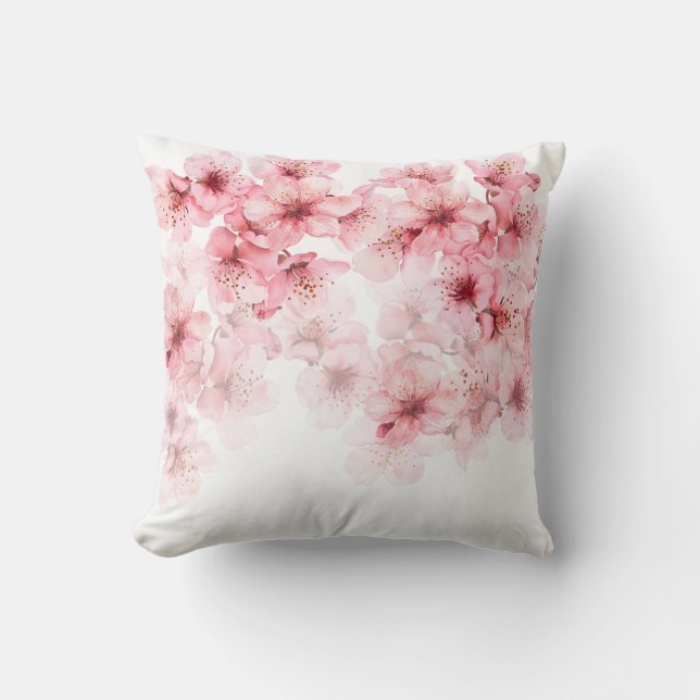 Blommande körsbärsblommor rosa vita kudde (Framsida)