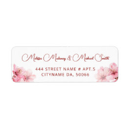 Blommande körsbärsblommor Rosa Vitt | Bröllop Returadress Etikett