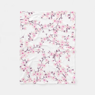 Blommande körsbärsblommor rosa vitt fleecefilt