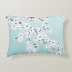 Blommande Körsbärsblommor (Sakura) Mint Vit Prydnadskudde