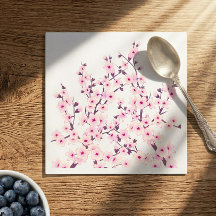 Blommande körsbärsblommor (Sakura) Rosa Vitt