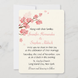 Blommande Körsbärsblommor Vita & Rosa Bröllop Inbjudningar