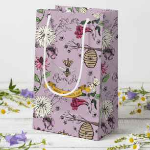 Blommande Lila Drottningbi, Bikupa & Blommor