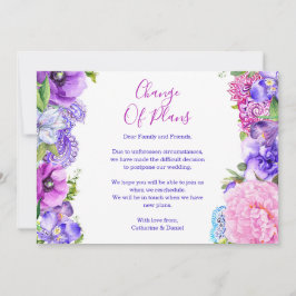 Blommande lila paisley förändring av planerna upps meddelande