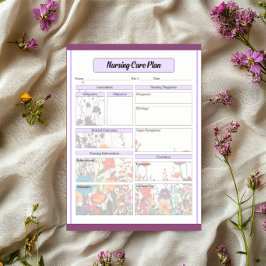 Blommande Lila Trädgård _ Vårdplan för Omvårdnad Anteckningsblock