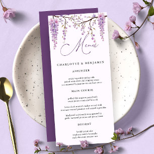 Blommande lila Wisteria-grenar Bröllop Meny