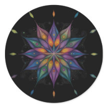 Blommande Mandala - Lila Blå Svart