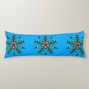 Blommande Mandala Sömlös Azure Kroppskudde