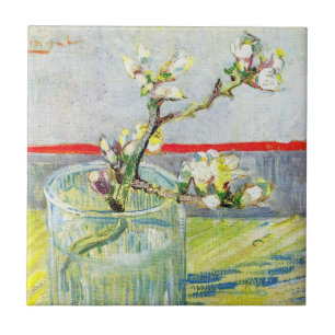 Blommande mandelgren av Vincent van Gogh Kakelplatta
