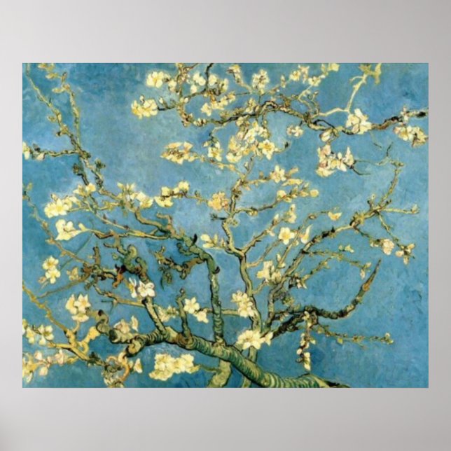 Blommande mandelträd Post-Impressionist Affisch (Framsidan)