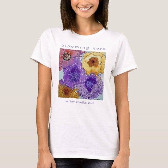 Blommande nörd- och blommorstee t shirt (Framsida)