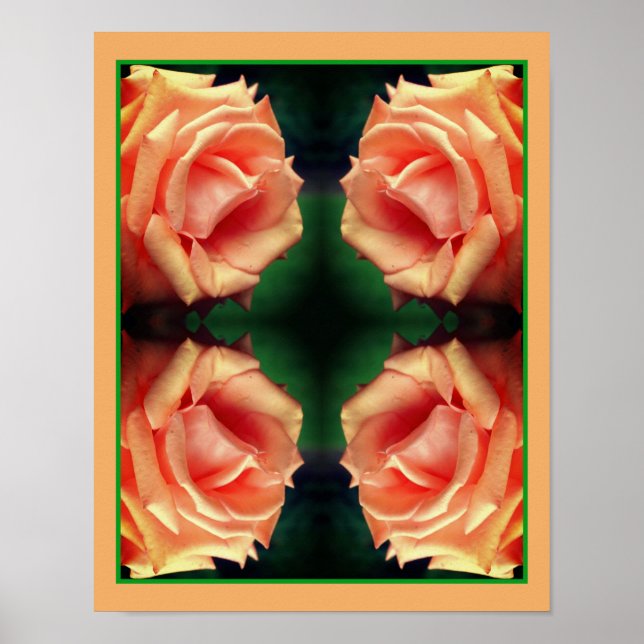 Blommande persikoros spegelblomma konst poster (Framsidan)