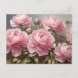 Blommande pionblommor vykort