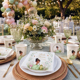 Blommande prinsessa groda baby shower pappersservett