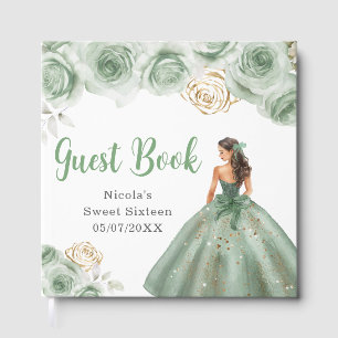 Blommande prinsessa i en grön klänning Sweet Sixte Gästböcker